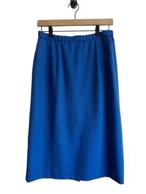 Pendleton Women Skirt 8 Blue 100% Virgin Wool Midi Career Classic Preppy Minimal